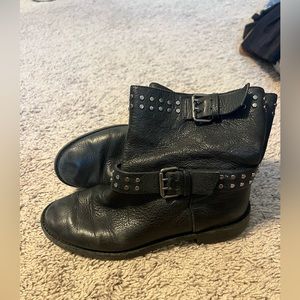 Used Gianna Bini‎ leather studded moto boots 6.5